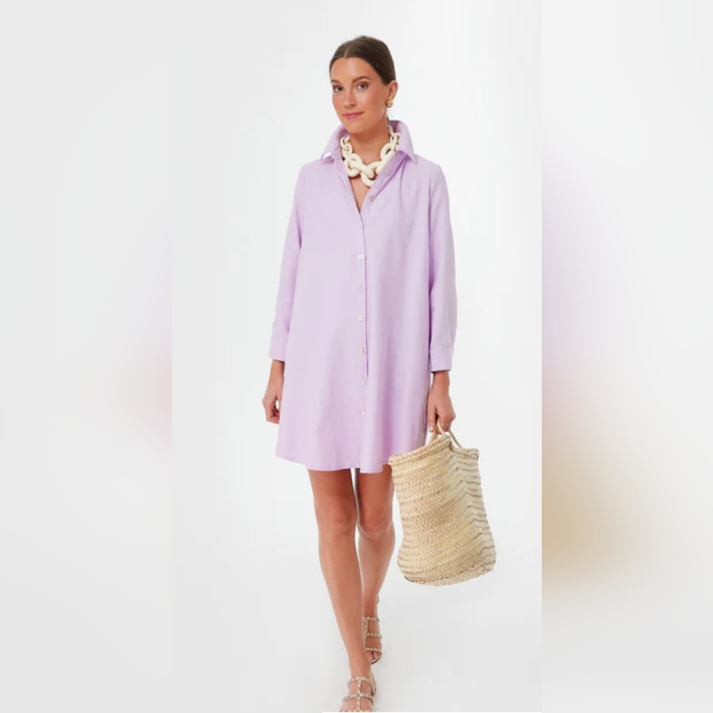 Pomander Place Tuckernuck Lavender Oxford Harris Shirt Dress L